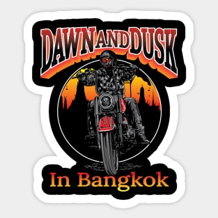 Dawn and Dusk in Bangkok,Thailand,yaksha biker illustration Sticker